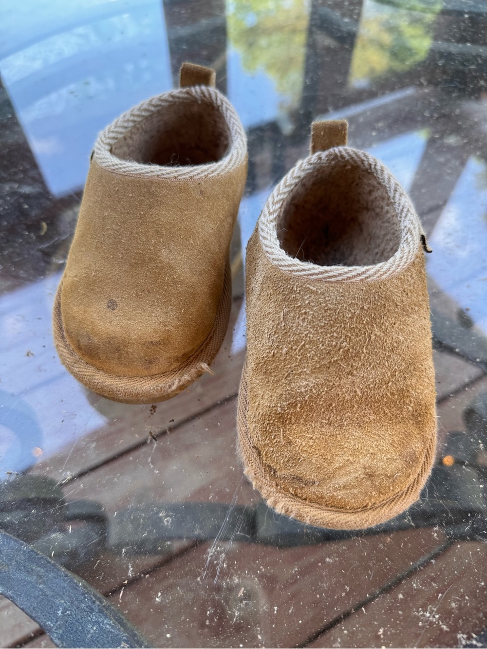 Kids Suede BearPaw Bootie Slippers in Tan